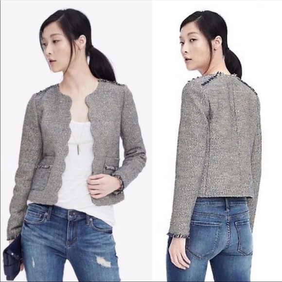 🤍Banana Republic🤍 Tweed Scalloped Open Front Blazer - Picture 3 of 12